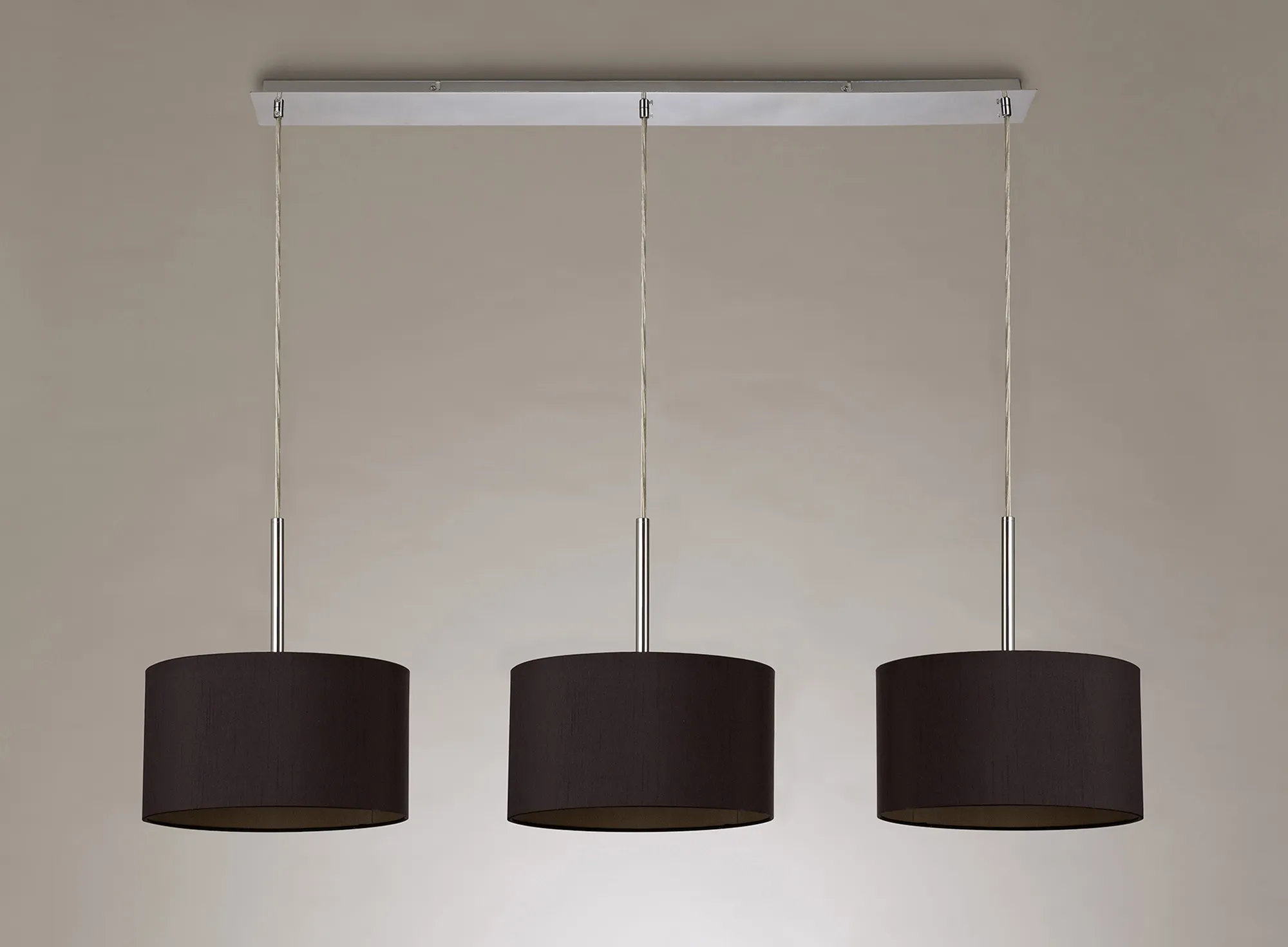 Baymont 30cm Shade 3 Light Pendant Polished Chrome, Midnight Black/Green Olive DK0557  Deco Baymont CH BL/GR